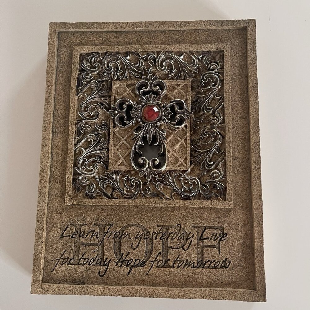 Inspirational Wall Plaque Learn From Yesterday Live For Today Ornate Cross